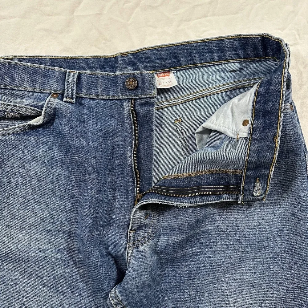 90s Levis Jeans‎ 38x34 Orange & Silver Tab With Skosh More Room Blue Denim Wash